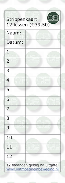 strippenkaart voor 12 lessen van Ontmoeting In Beweging